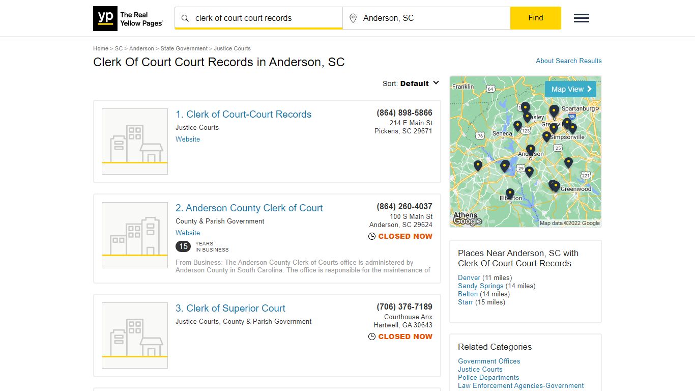 Clerk Of Court Court Records in Anderson, SC - yellowpages.com
