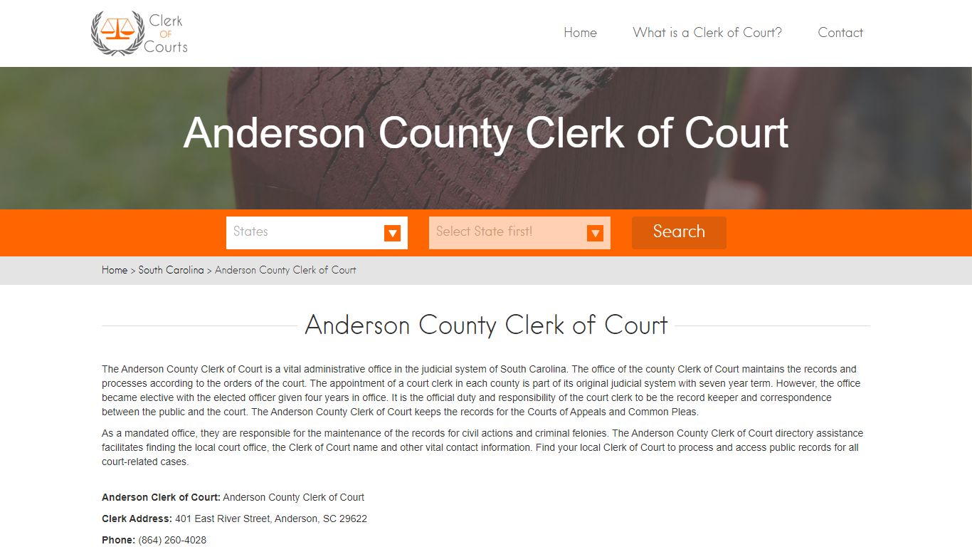 Find Your Anderson County Clerk of Courts in SC - clerk-of-courts.com